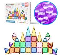 PicassoTiles Lot de 40 blocs de construction magnétiques Mini Diamond Series - Taille de voyage - Jouet de construction magnétique en déplacement - Kit d'apprentissage STEM - Ensemble de jeu éducatif
