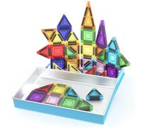PicassoTiles Lot de 40 mini blocs de construction magnétiques avec étui de rangement STEM pour tout-petits, filles et garçons âgés de 3 ans et plus PN01
