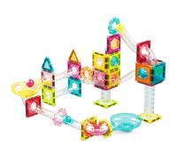 PicassoTiles Lot de 60 tuiles magn tiques de construction, format voyage, circuit de billes magn tique, jeu de construction, mini circuit de bill