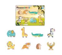 PicassoTiles Lot de 8 blocs de construction magnétiques, animaux safari - Figurines d'action magnétisées - Compatible avec les jouets de montage magnétique, de construction et de carrelage - Kit