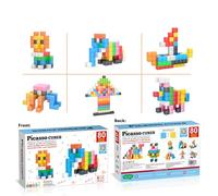 PicassoTiles Lot de 80 cubes magnétiques de 3 cm - Jouets de construction - Jouet éducatif avec cahier d'idées PMC302