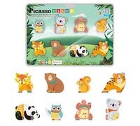 PicassoTiles Magnet Tile Building Blocks 8 aimants Forest Animal Action Figures Compatible Accessoires magnétiques Tiles Construction Toy Set STEM Educational Learning Toddler Girls Boys Ages 3+ PTA26