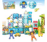 Picassotiles Magnet Tiles Blocs Blocys 3-in-1 Aquarium Safari Animal & Metro Theme Playset avec 24 personnages Figures d'action Magnetique Appren