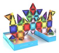 PicassoTiles PN02 Lot de 50 blocs de construction magnétiques de voyage avec étui de rangement STEM Montessori pour salle de classe, jouets empilables pour tout-petits, filles et garçons à partir de 3
