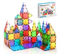 PicassoTiles PT100 Lot de 100 planches de jeu magnétiques pour enfants manipulables d'apprentissage préscolaire Blocs de construction STEM sensoriels créatifs