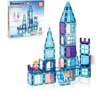 Picasssotiles Kit De Construction Magnétique 72 Pièces Tiles Castle Winter Ice Theme Construction Bloc Magnétique Avec Princess Prince Character Stairs Windows Doors Stem Learning Educational Toy Kid