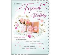 Piccadilly Carte d'anniversaire traditionnelle avec inscription « Friend » 9 x 6 pouces