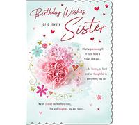 Piccadilly Greetings A20202 Carte d'anniversaire traditionnelle Sister Rouge 22,9 x 15,2 cm