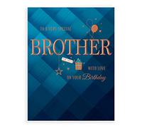 Piccadilly Greetings Avant Garde Studios H90035 Carte d'anniversaire pour frère - 20,3 x 15,2 cm, bleu/beige/marron