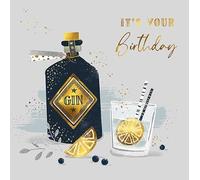 Piccadilly Greetings Carte d'anniversaire de luxe moderne avec bouteille de gin - 160 mm²
