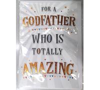 Piccadilly Greetings Carte d'anniversaire moderne « Amazing Godfather », blanc, noir, bleu, vert, 17,8 x 12,7 cm