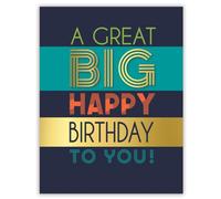 Piccadilly Greetings Carte d'anniversaire pour lui - Carte d'anniversaire pour lui - Grande typographie « Happy Birthday » - 20,3 x 15,2 cm