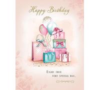 Piccadilly Greetings Carte d'anniversaire traditionnelle avec ballons - 20,3 x 15,2 cm