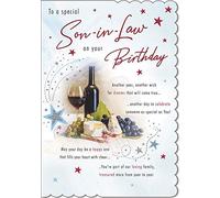 Piccadilly Greetings Carte d'anniversaire traditionnelle pour beau-fils - 22,9 x 15,2 cm, blanc, gris, noir