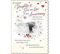 Piccadilly Greetings Carte d'anniversaire traditionnelle pour belle-fille et beau-fils - 22,9 x 15,2 cm