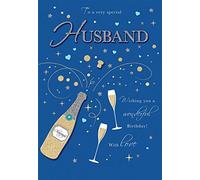 Piccadilly Greetings Carte d'anniversaire traditionnelle pour mari - 22,9 x 15,2 cm, bleu