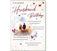 Piccadilly Greetings Piccadilly Greetings Carte d'anniversaire traditionnelle pour mari - 22,9 x 15,2 cm, rouge