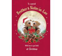 Piccadilly Greetings Carte de Noël, couple frère et belle-sœur, 2 oursons - 22,9 x 15,2 cm