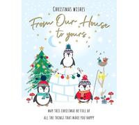 Piccadilly Greetings Carte de Noël « From Our House to Yours » - Carte de Noël « Merry Christmas from All of Us » - Motif pingouins mignons et igloo - 20,3 x 15,2 cm