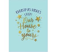 Piccadilly Greetings Carte de Noël « From Our House to Yours » - Carte de vœux de Noël de notre maison à la vôtre - Menthe et feuille d'or - 20,3 x 15,2 cm