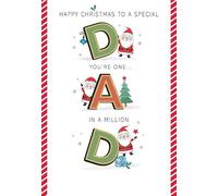 Piccadilly Greetings Carte de Noël pour papa - Carte de Noël pour un papa spécial « One in a Million » - Lettres du Père Noël amusantes avec verset sincère - 22,9 x 15,2 cm
