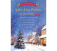Piccadilly Greetings Carte de Noël pour sœur et son partenaire - Carte de Noël pour une sœur et un partenaire très spéciaux - Motif scène de village traditionnel avec poème - 22,9 x 15,2 cm