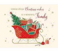 Piccadilly Greetings Carte de Noël traditionnelle pour une merveilleuse famille avec traîneau - 20,3 x 15,2 cm