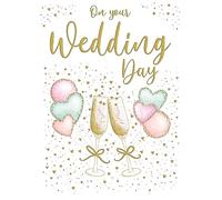 Piccadilly Greetings Grande carte de mariage avec cœurs Champagne - A4 - 30,5 x 22,9 cm