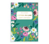 Piccadilly Greetings Group Ltd Carte d'anniversaire avec inscription « Sister in Law » - Bleu sarcelle - 22,9 x 15,2 cm