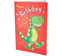 Piccadilly Greetings Group Ltd Carte d'anniversaire dinosaure - pour garçons, rouge/jaune, 17,8 x 12,7 cm