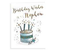 Piccadilly Greetings Koko Designs K70035 Carte de vœux d'anniversaire contemporaine pour neveu - 20,3 x 15,2 cm, argent|gris|noir|marron»