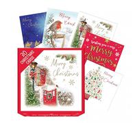 Piccadilly Greetings Lot de 30 cartes de Noël assorties | 12 x 12 cm | Lot de 30 cartes de Noël, 5 motifs colorés uniques avec enveloppes blanches, adaptées à tous les âges et tous les sexes