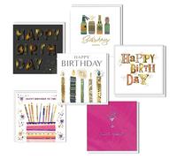 Piccadilly Greetings Lot de 6 cartes d'anniversaire assorties | 16 x 16 cm | Comprend 6 motifs, avec enveloppes blanches, convient pour toutes les occasions