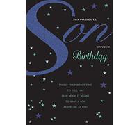Piccadilly Greetings Piccadilly Greetings Carte d'anniversaire moderne pour fils Noir/bleu 22,9 x 15,2 cm
