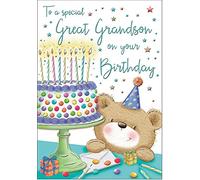 Piccadilly Greetings Regal Publishing C80096 Carte d'anniversaire pour petit-fils Motif chêne Noir/jaune/gris/bleu