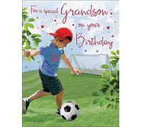 Piccadilly Greetings Regal Publishing C80231 Carte d'anniversaire pour petit-fils, noir, jaune, blanc, bleu, 20,3 x 15,2 cm