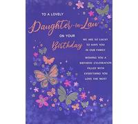 Piccadilly Greetings Regal Publishing Carte d'anniversaire moderne pour belle-fille Violet 22,9 x 15,2 cm