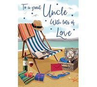 Piccadilly Greetings Regal Publishing Carte d'anniversaire pour oncle - 9 x 15 cm - Doré | Bleu | Argent | Noir | Marron