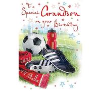 Piccadilly Greetings Regal Publishing Carte d'anniversaire pour petit-fils - 22,9 x 15,2 cm, vert/beige/jaune/rouge