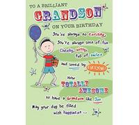 Piccadilly Greetings Regal Publishing Carte d'anniversaire pour petit-fils Beige Rouge Jaune 22,9 x 15,2 cm