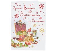 Piccadilly Greetings Regal Publishing Carte de Noël traditionnelle pour beau-frère et sœur - 22,9 x 15,2 cm - Rouge | Marron | Blanc | Chêne