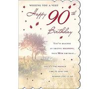Piccadilly Greetings Superbe carte d'anniversaire de 90 ans avec inscription « Very Happy »