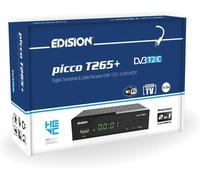 Picco T265+ DVB-T2 Terrestrial Receiver and DVB-C Cable, H265 HEVC FTA High Definition, PVR, USB, HDMI, SCART, IR Sensor, Supports USB WiFi, Universal Remote Control 2 in 1 Black