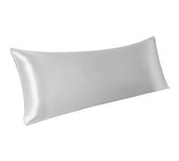 PiccoCasa 1 taie d'oreiller en Satin pour Les Cheveux et la Peau, Housse de Coussin Longue en Satin de Luxe avec Fermeture à enveloppe, argenté, 50,8 x 139,7 cm
