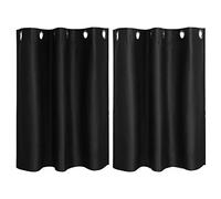 PiccoCasa 2pcs Rideaux Occultant Fenêtre Polyester 100% Panneau Fenêtre Niveaux Isolation Thermique Tige Poche pour Chambre Noir 42 x 36 pouces