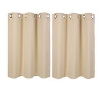 PiccoCasa 2pcs Rideaux Occultant Fenêtre Polyester 100% Panneau Fenêtre Niveaux Isolation Thermique Tige Poche pour Chambre Beige 42 x 36 pouces