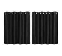 PiccoCasa 2pcs Rideaux Occultant Fenêtre Polyester 100% Panneau Fenêtre Niveaux Isolation Thermique Tige Poche pour Chambre Noir 52 x 36 pouces