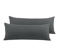 PICCOCASA 2pcs Taie de Traversin Housse de Traversin Taie d'oreiller en Microfibre Douce 100% Brossée Fermeture éclair Gris 51x140cm