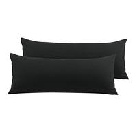 PICCOCASA 2pcs Taie de Traversin Housse de Traversin Taie d'oreiller en Microfibre Douce 100% Brossée Fermeture éclair Noir 51x140cm