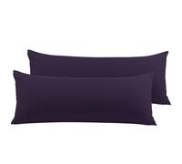 PICCOCASA 2pcs Taie de Traversin Housse de Traversin Taie d'oreiller en Microfibre Douce 100% Brossée Fermeture éclair Violet foncé 51x140cm